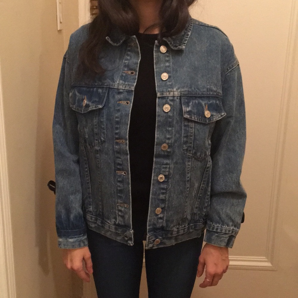Bershka Denim Jacket w/ Satin Ribbon and Grommets